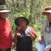 Dennis Foley, Clair Jackson and Julie Janson at the grave of Biddy Lewis, Bar Island, 2008. Courtesy Jill Barnes